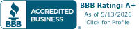 BBB Accredited Business — A+ Rating