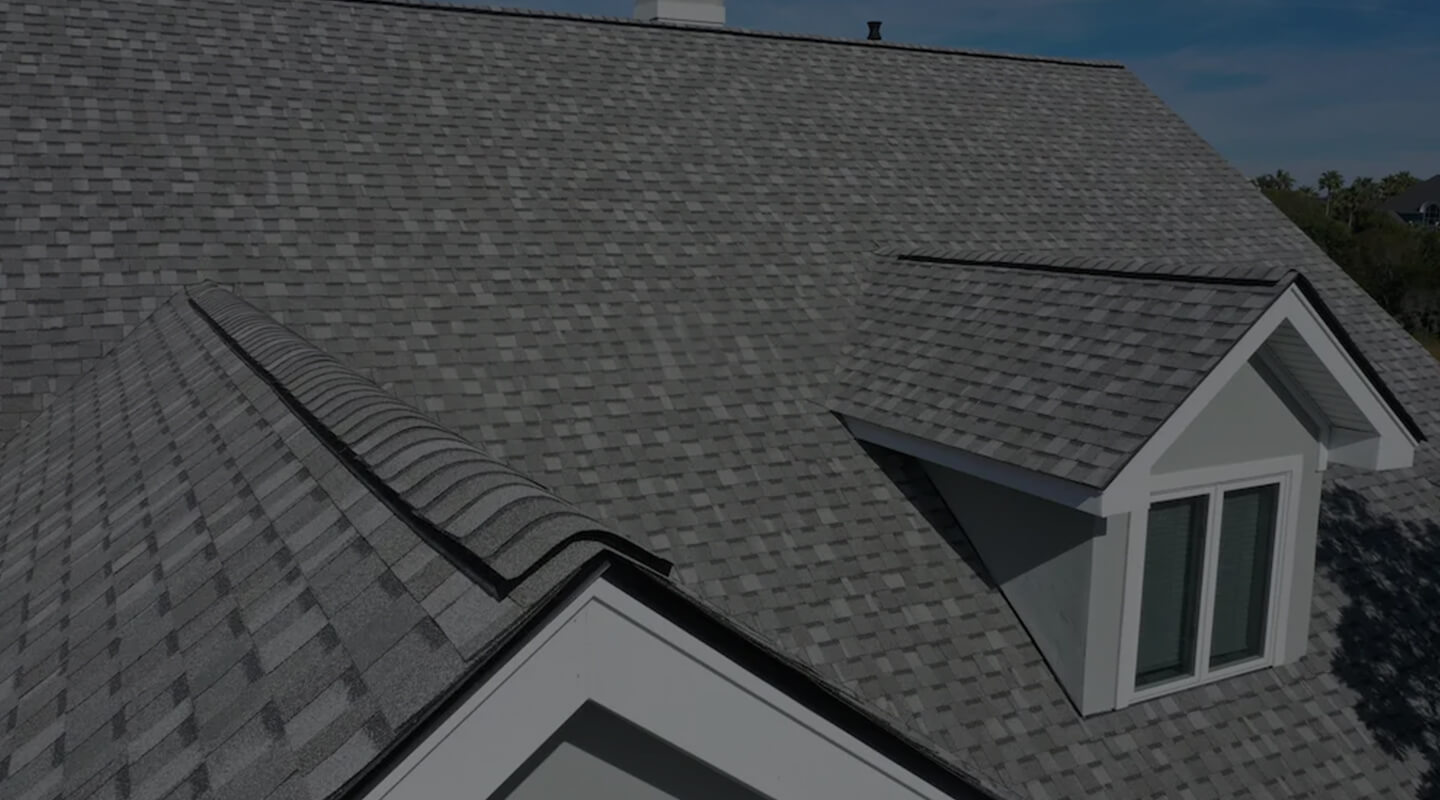 Aerial view of architectural shingles with dormer